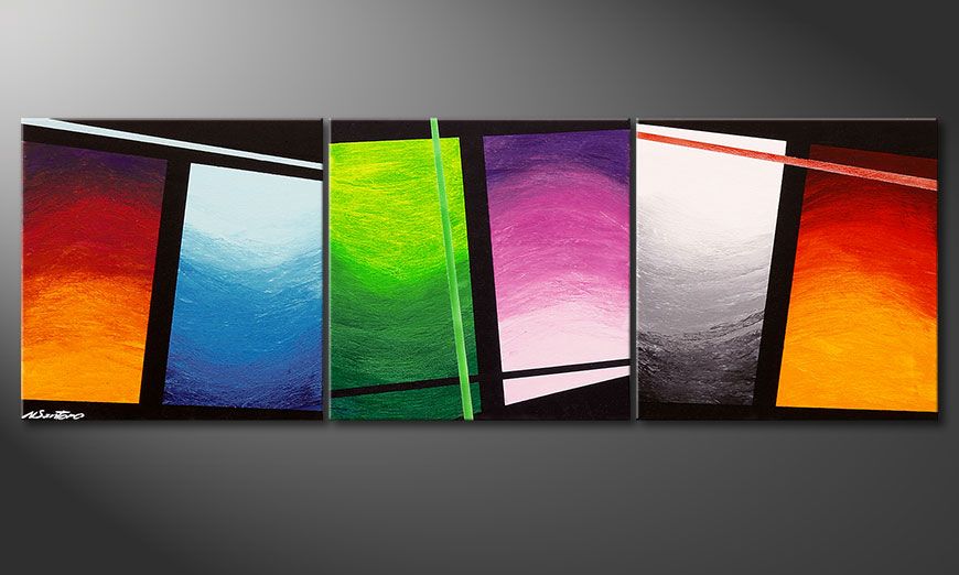 La peinture faite main Wave of Colors 150x50x2cm