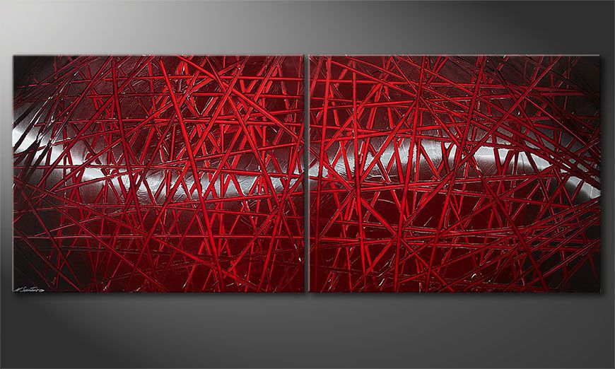 La toile moderne Red Push 200x80x2cm