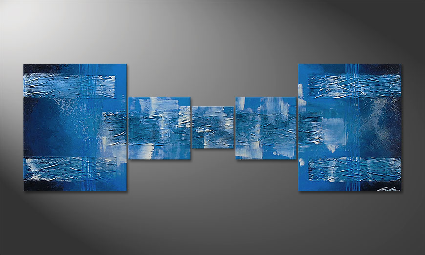 Le tableau mural Blue Waves 180x60x2cm
