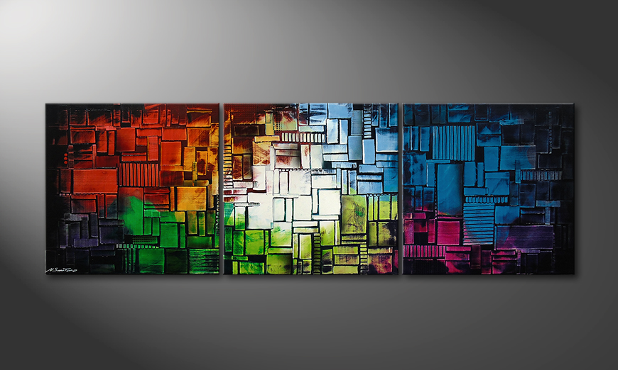 Le tableau mural Color Cubes210x70x2cm