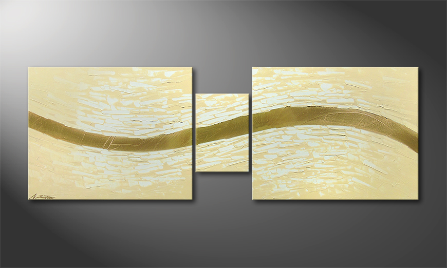 Le tableau mural Golden Stream 140x50x2cm