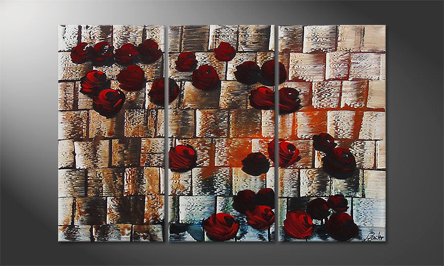 Le tableau mural Storm of Roses 120x80x2cm