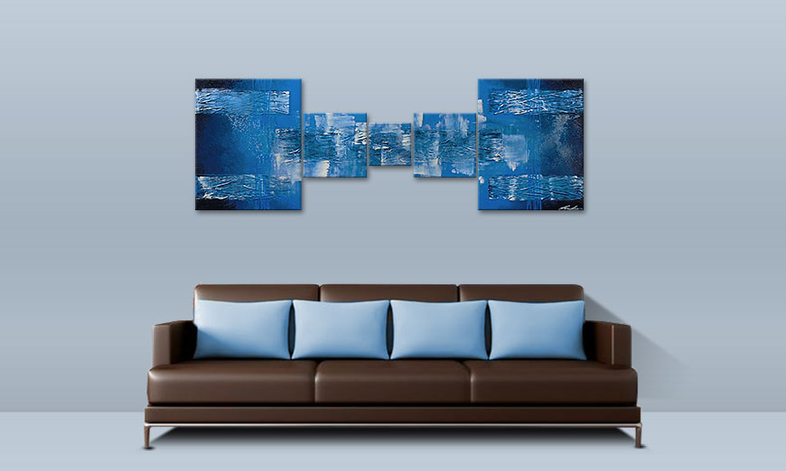 Le tableau mural Blue Waves 180x60cm