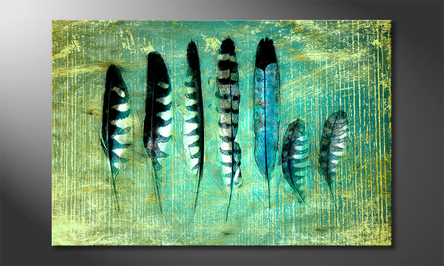 Le-tableau-moderne-Blue-Feathers