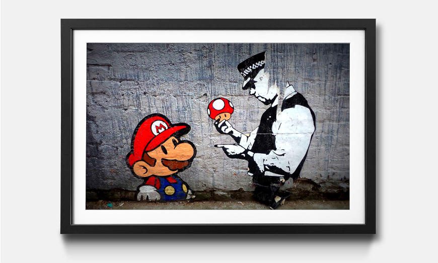 La reproduction encadrée Caught Mario