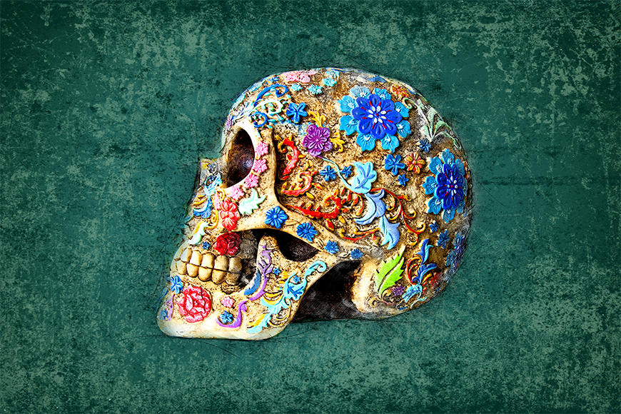 Intissé déco Colorful Skull