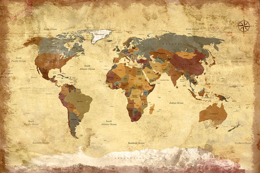 Papier peint Old Worldmap 4 120x80cm et plus