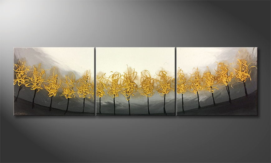 Le tableau mural Golden Trees 210x60cm