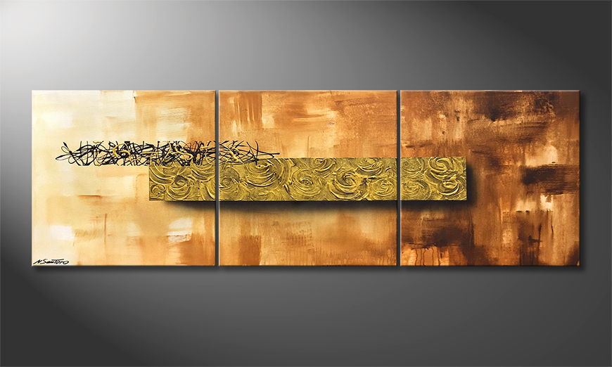 Le tableau pour salon Golden Roses 180x60cm